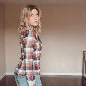 Plaid button-down shirt